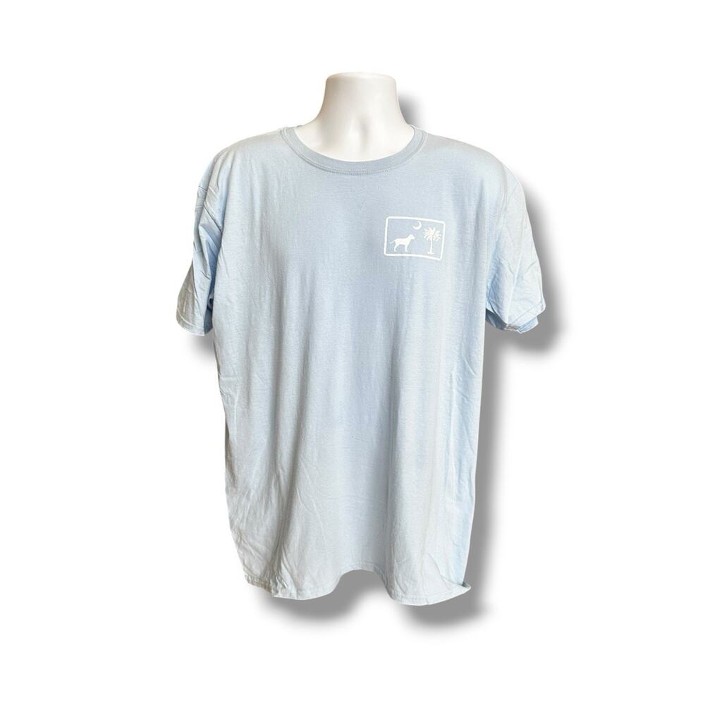 Palmetto Moon Light Blue American Flag Labrador Retriever Dog Graphic T-shirt XL